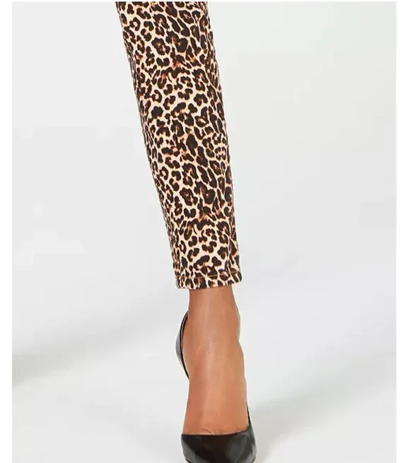 INC Skinny Jeans Womens 16 Cheetah Print Stretch 5-Pocket Denim Copper Button - Picture 5 of 16